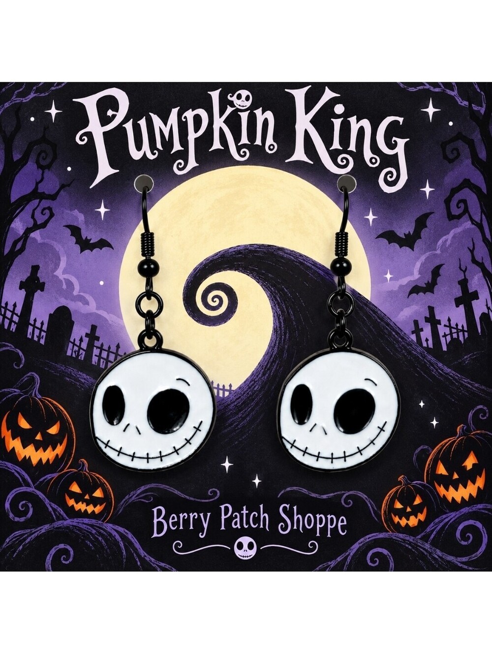 The Nightmare Before Christmas Jack Skellington Halloween Earrings